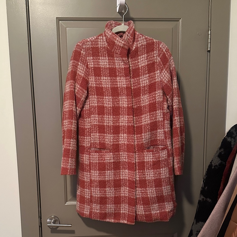 Chic Plaid Teddy Jacket - Pink and White